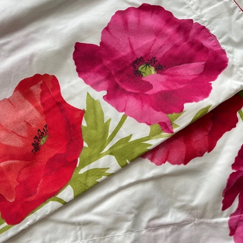 Bloom 100% Cotton Bedding Floral White/Orange Poppy Pattern Pillow Shams x 2